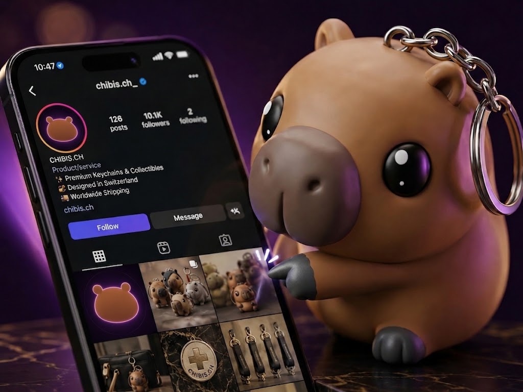 A Chibi being tapped against a smartphone to share a profile